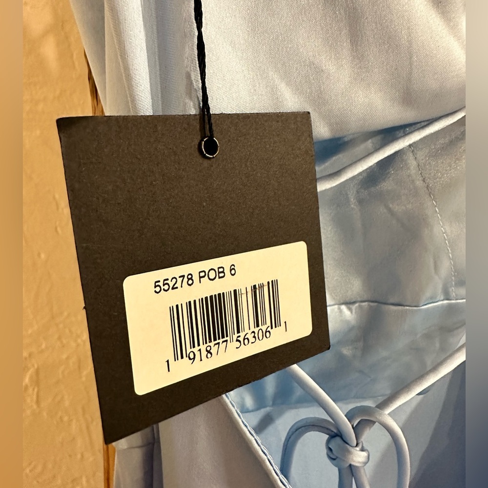 Mac Duggal Light Blue Satin Maxi Dress - Picture 9 of 10
